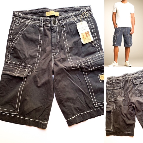 True Religion Other - True Religion Gray Issac Cargo Shorts 33